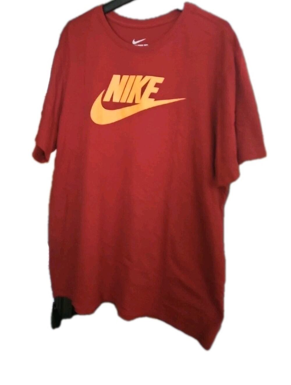 NIKE Spell Out Swoosh Graphic T Shirt Mens Size 2XL Red Orange